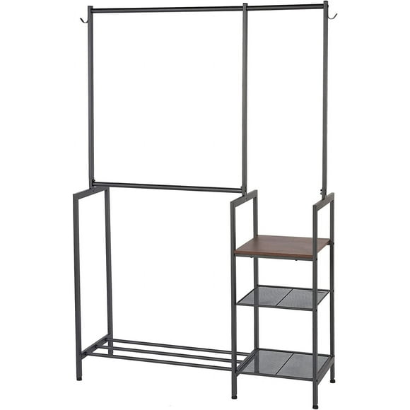 Neatfreak Freestanding Metal Closet Organizer with Brown Shelves