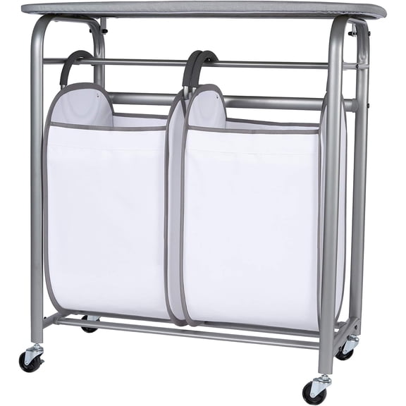 Neatfreak - Laundry Sorter with Ironing Board - 3-in-1 Laundry Basket, Ironing Station & Laundry Folding Table - 2 x Tote Hampers for Laundry, Towels & Bathroom Storage