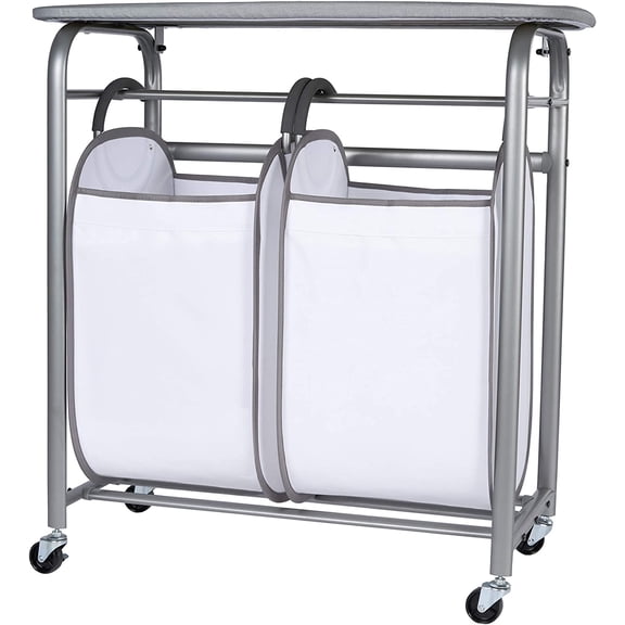 Neatfreak - Laundry Sorter with Ironing Board - 3-in-1 Laundry Basket, Ironing Station & Laundry Folding Table - 2 x Tote Hampers for Laundry, Towels & Bathroom Storage