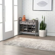 Neatfreak Stackable 16-Cubby Silver Shoe Rack and Organizer with Drawers, Freestanding, Modular, Metal and Fabric