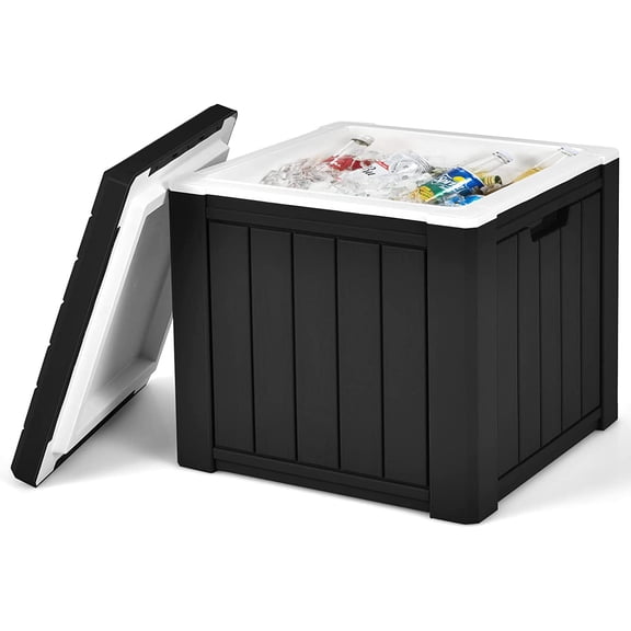 Neatifyes 10 Gallon 4-in-1 Cooler, Portable Ice Chest with Built-in Handle, Multifunctional Ice Cooler, Cocktail Side Table, Patio Bar Table, Outdoor Stool for Camping, Fishing, Picnic (Black)