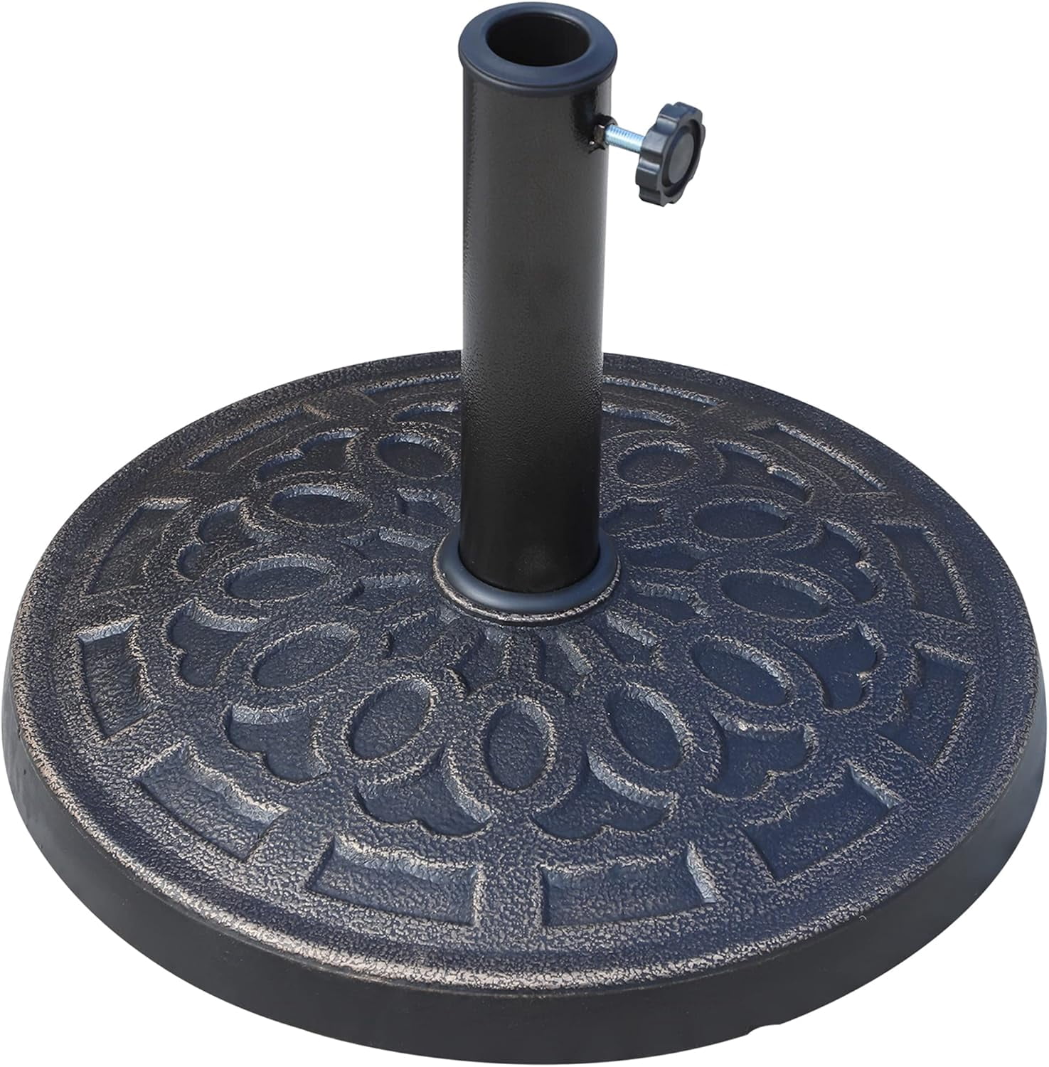 Neatifyes 26lbs Heavy Duty Umbrella Base, 17" Umbrella Stand Outdoor Base with Decorative Pattern, for Patio, Outdoor, Swimming Pool, Bronze