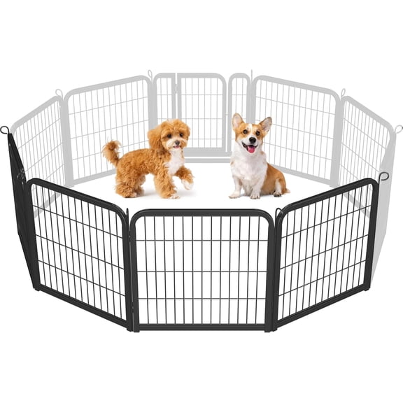 Neatifyes Dog Playpen, 24 inch 4 Panels Dog Pen for Indoor Heavy Duty Puppy Exercise Pen Metal Pet Fence for RV Camping/Yard/Garden
