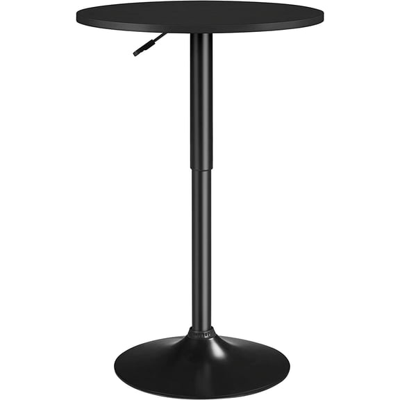 Neatifyes Height Adjustable Round Pub Table Counter Bar Height MDF Top Table 360 Swivel Bar Tables Tall Cocktail Tables Bistro Table, Full Black