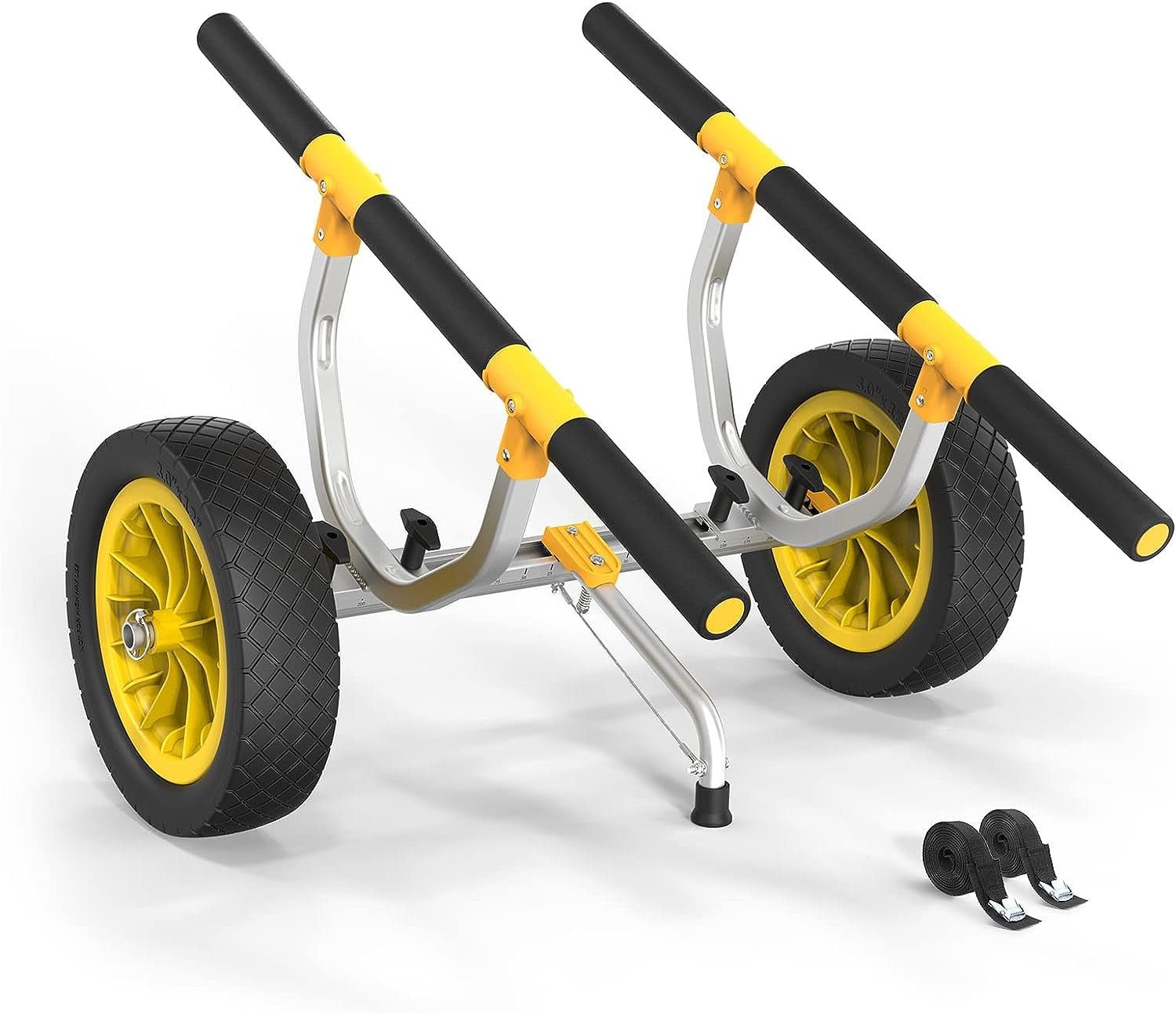 Neatifyes Kayak Cart, Heavy Duty Universal Kayak Trailer Adjustable Width 6.3"-18.7" Canoe Cart Dolly with 12" Flat-Free Kayak Wheels and Kickstand, 450 Lb Weight Capacity Kayak Trolley Transport