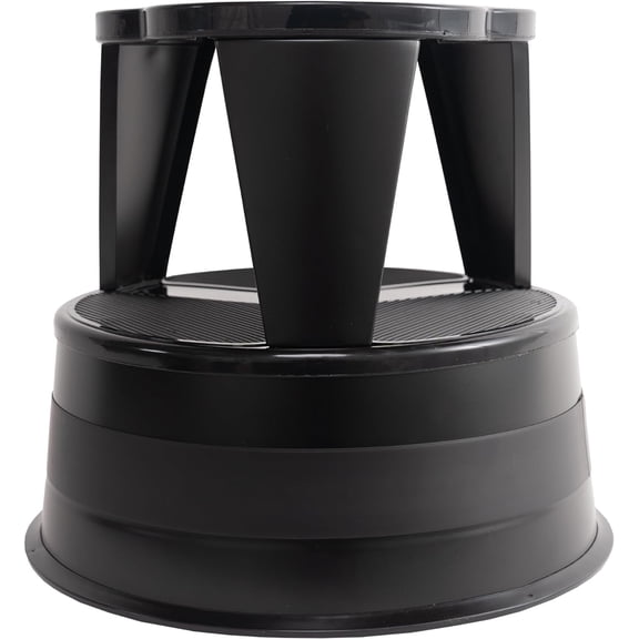 Neatifyes Kik Step Steel Step Stool - Two Step, Holds 350 lbs, Rolling Stool with Wheels, Non-Slip Surface, Black