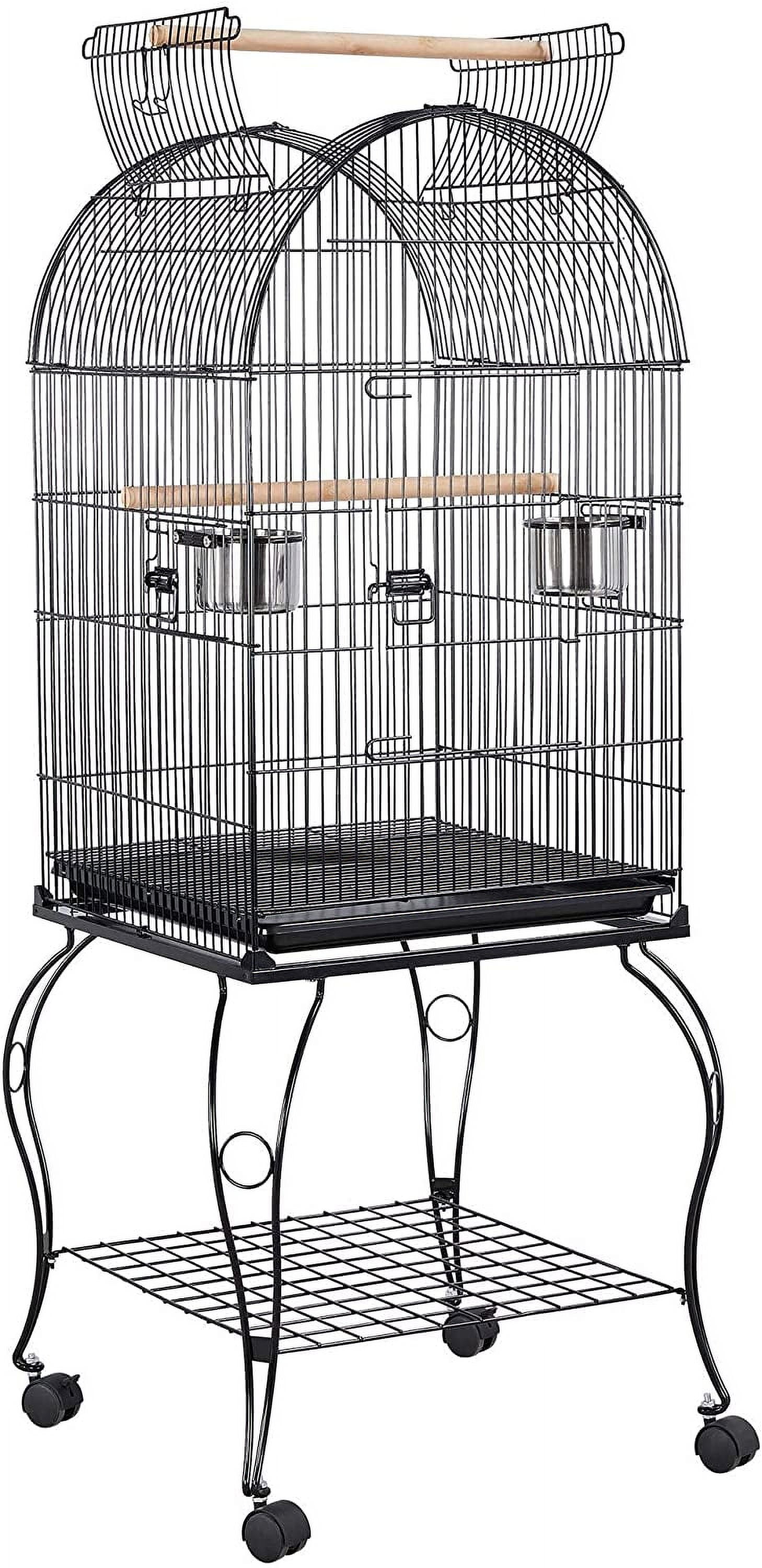Neatifyes Medium Open Top Parrot Bird Cage for Cockatiels Conures Green Cheek Parakeets with Rolling Stand