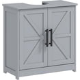 thumbnail image 1 of Neatifyes Pedestal Sink Storage Cabinet, Farmhouse Freestanding Bathroom Sink Cabinet with 2 Barn Doors and Adjustable Shelf, Dark Gray, 1 of 9