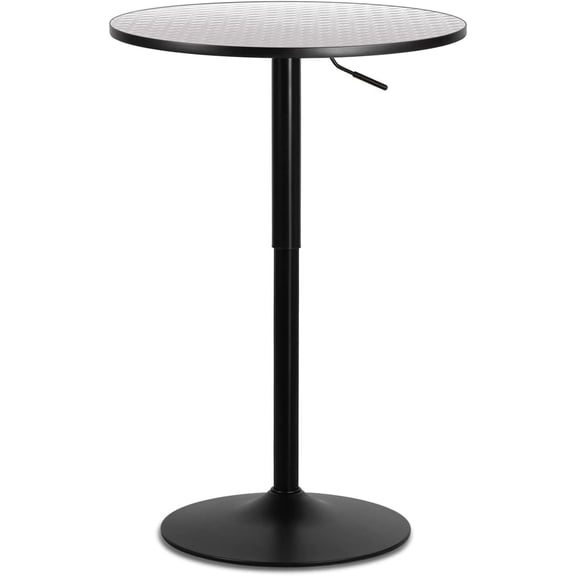 Neatifyes Pub Round Table Silver Stripe Top with Black Leg and Base, Bar Table 27.5"- 36"" Height Adjustable with 360 Swivel, Cocktail Bistro Table for Dining Bistro Cafe Home Bar, 23.5" Diameter
