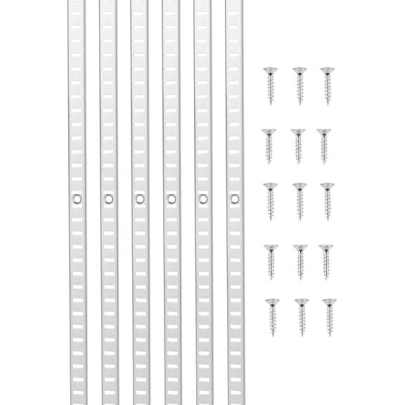 Neatifyes Shelf Pilaster, 72.7-inch 20 Pack, Adjustable Shelf Brackets Steel Mortise Mount Pilaster Strip Standards with 140 Screws, Suitable for Wall Shelving System Cabinet Closet Organization