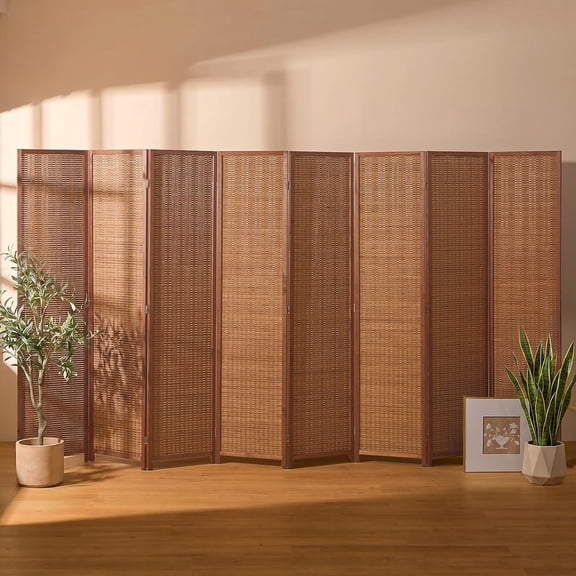 Neatifyes8 Panel Room Divider and Extra Wide Folding Privacy Screen, 126" W x 67" H, Bamboo Room Divider for Room Separation(Brown