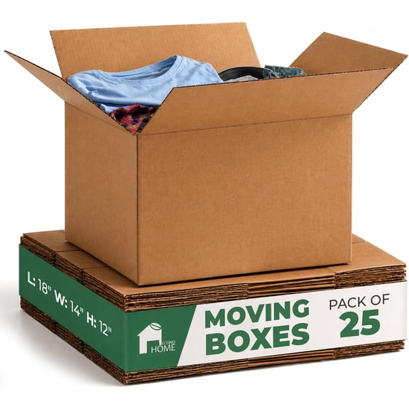NeatifyesCorrugated Shipping Boxes - 18x14x12" Medium Moving Boxes - Durable Cardboard - For Packing, Storage & Small Business Packaging - Stackable Kraft Cartons for Secure Transport - 25-Pack
