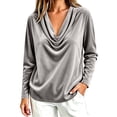 Velvet Collapse Neatlifepa Women's Solid Velvet Cowl Neck Long Sleeve Top Elegant ...