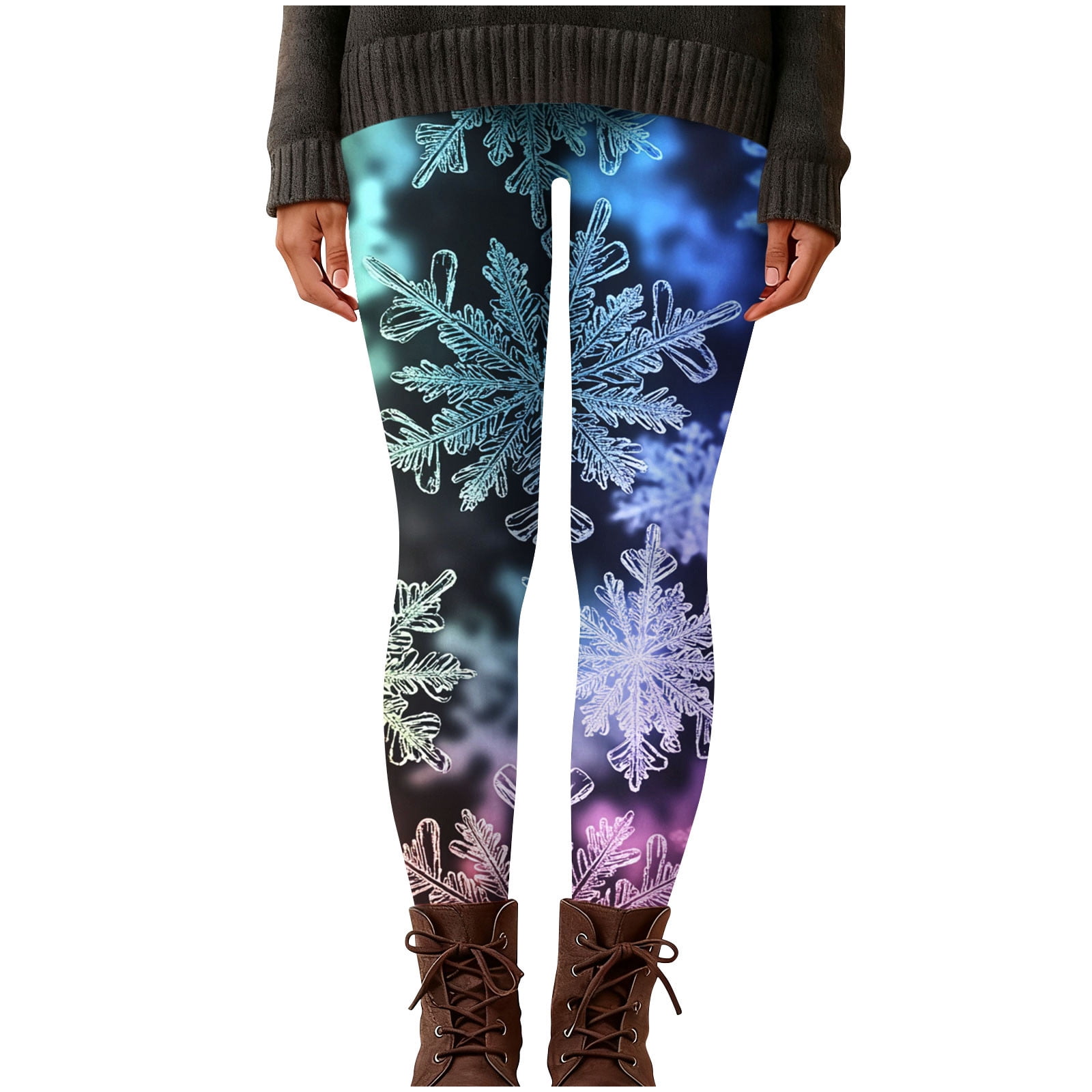 Neatlifepa Womens Neon Snowflake Print High Rise Elastic Waistband ...