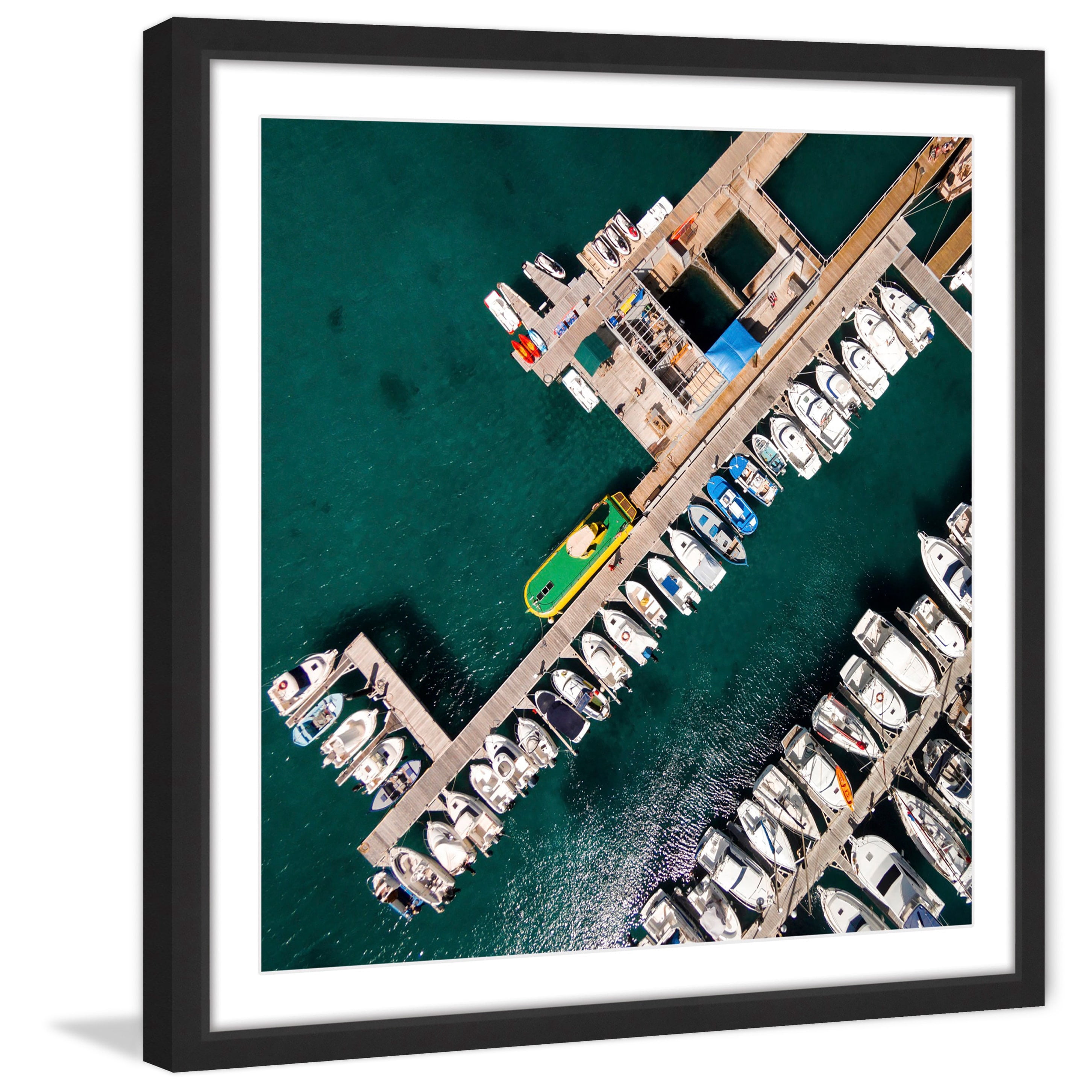 "Neatly Docked Boats" Framed Painting Print