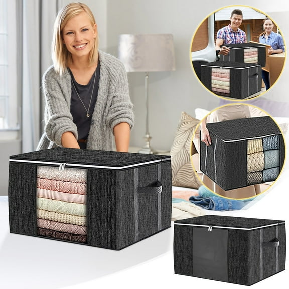 Neatly Organized - 3 Pack Clothes Storage, Foldable Blanket Storage Bags, Storage Containers For Organizing Bedroom, Clothing, Organization And Storage With Lids And Handle Storage Trunks & Bag