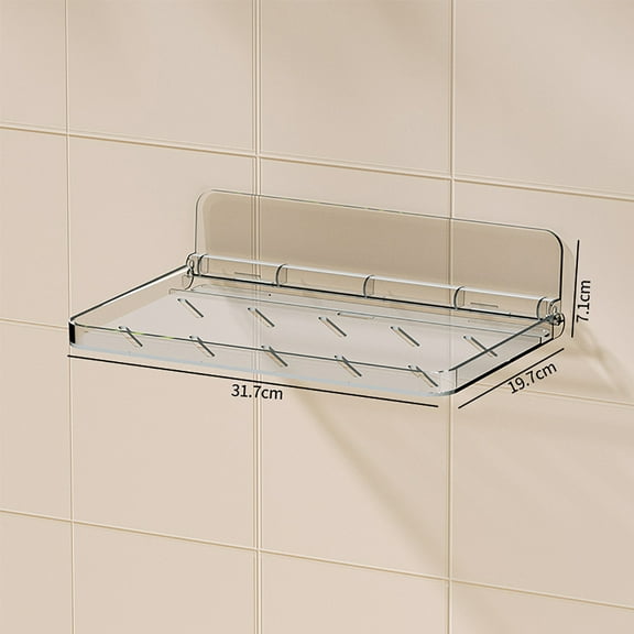 Neatly Organized - Clear Acrylic Floating Shelf Foldable Wall Mounted Shelf For Cosmetics Models Bathroom Towels And Other Small Organisers Hooks Hangers Holders