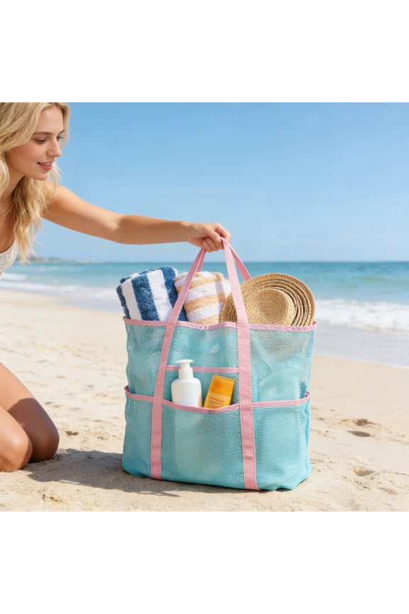 Neatly Organized on Clearance - Large Beach Tote Swimwear Storage Bag Beach Bag For Organizing Mesh Handheld Storage Toiletry Pouch