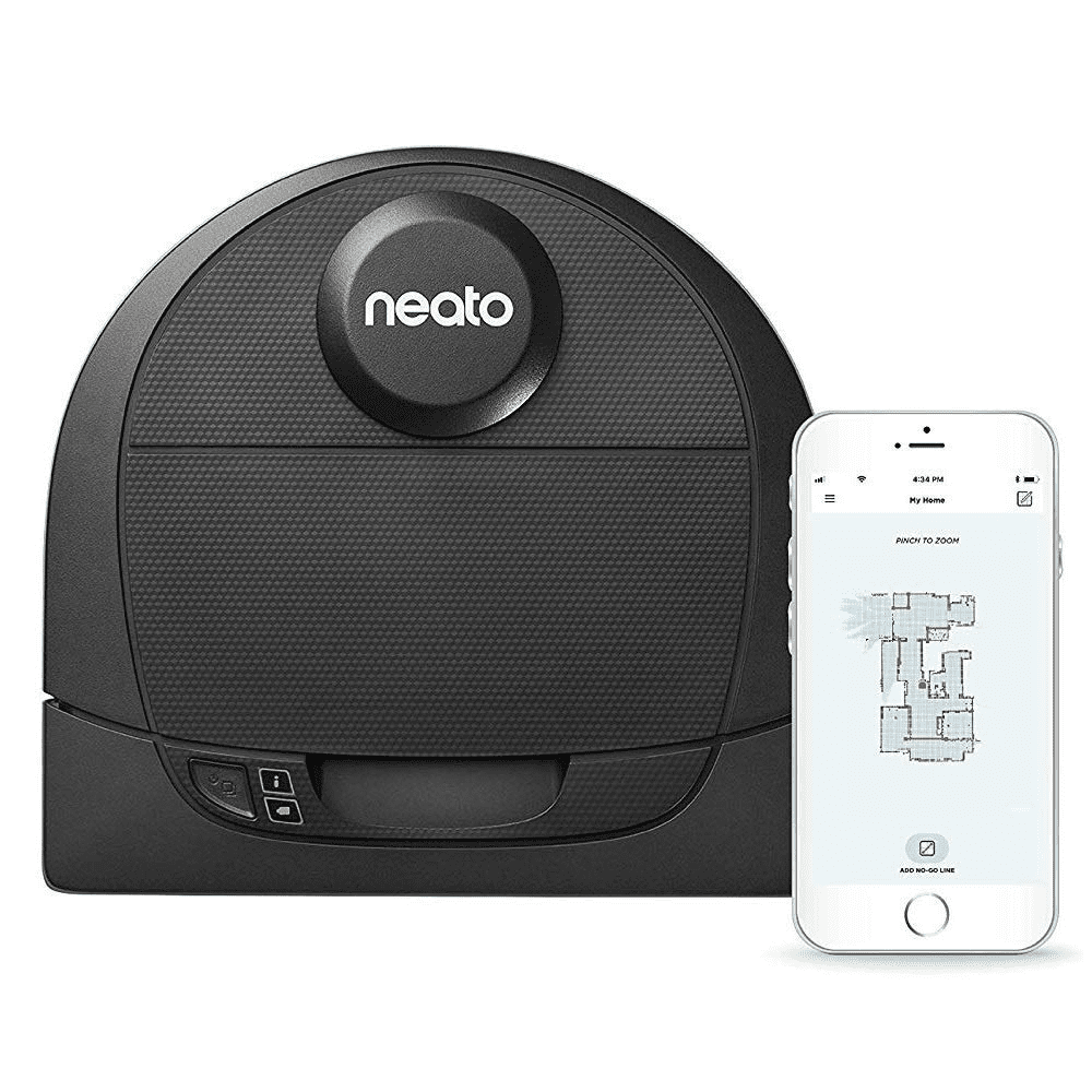 Neato Robotics D4 Connected Laser Guided Robot Vacuum Featuring No-Go Lines, Works with Amazon Alexa, Black