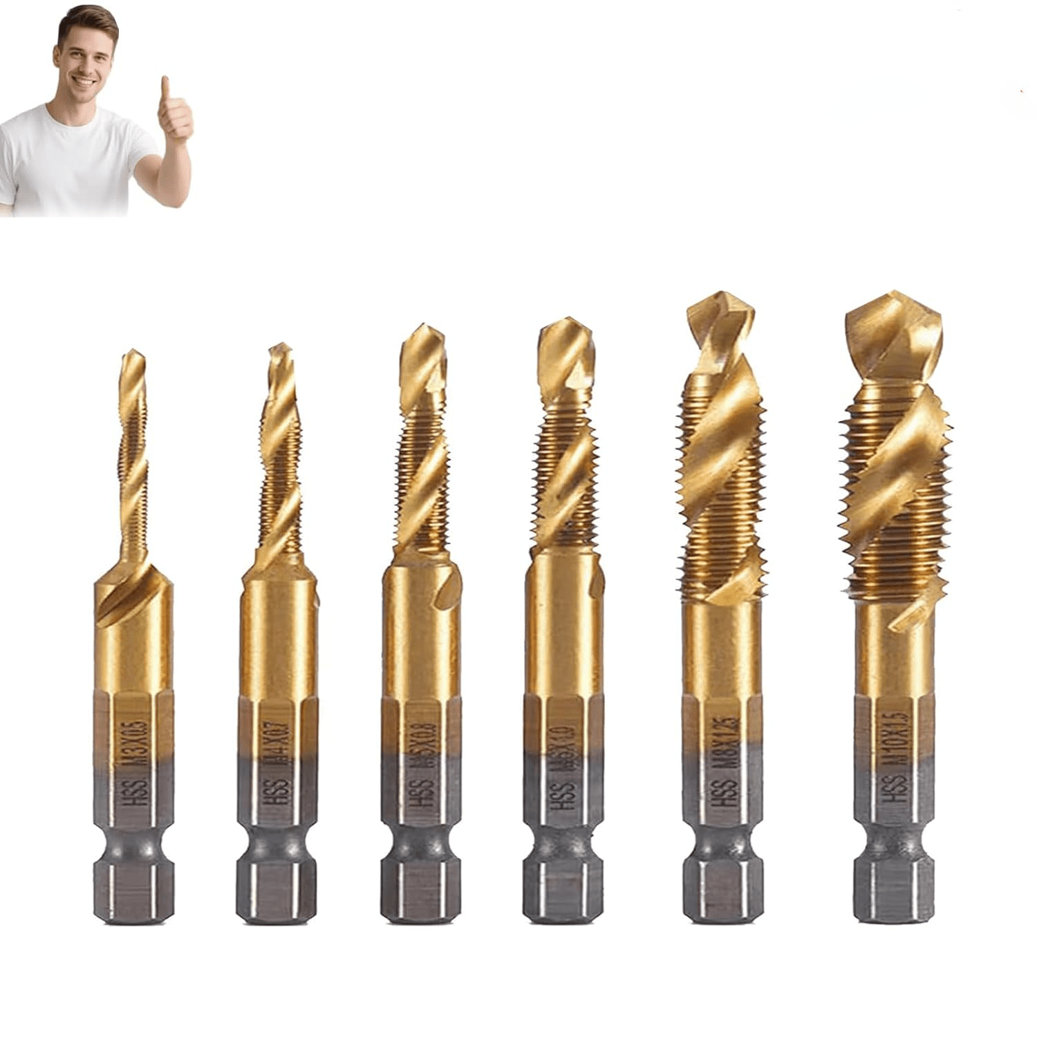 Thread M3 Drill Neattidyly 3 in 1 Spiral Tap Hex Shank Drill Bit Set,3 in 1 Spiral Tap ...