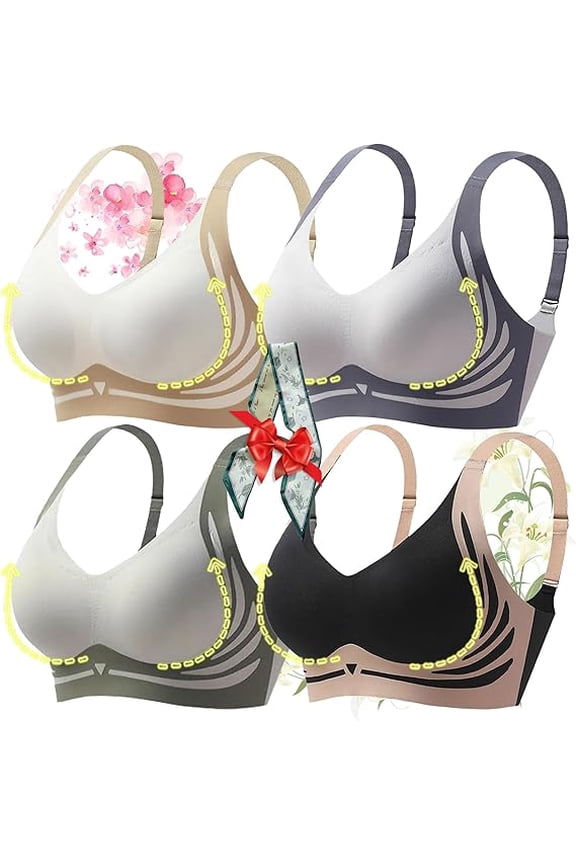 Neattidyly Bras, Queenvie Push up Bra, Queenvie Fitting Lifting, Powerful Seamless for Women(4pcs, Large)