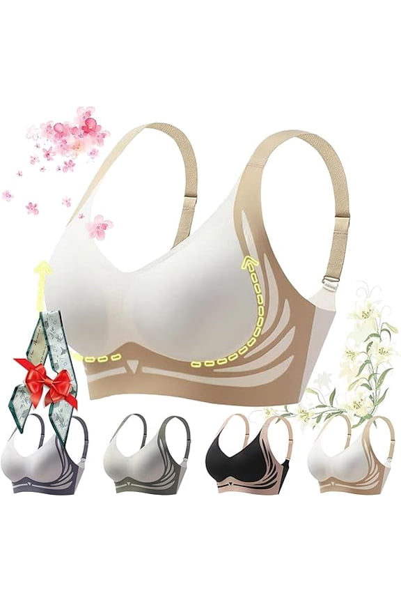 Neattidyly Bras, Queenvie Push up Bra, Queenvie Fitting Lifting, Powerful Seamless for Women(Beige, Large)