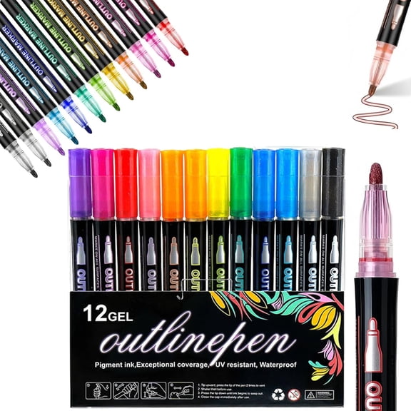 Neattidyly/Illuminateupon Marker Pen for Highlight, Illuminateupon Magische Stifte, Double Line Pens, Markers Metallic Markers Pen for Highlight,For Drawing and Scribbling