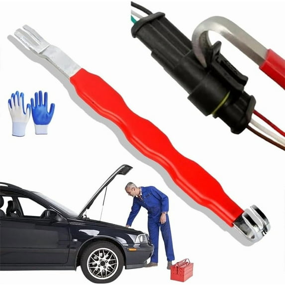 Neattidyly Terminal Connector Removal Tool, Automotive Electrical Terminal Connector Separator Removal Tool, Multifunctional Wiring Harness Lock Release Plug Separator(1pcRed)