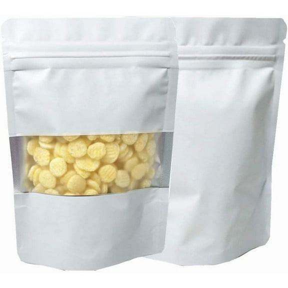 Nebesheii 20pcs Aluminum Foil Zipper Bags,Stand Up Pouch Resealable Food Storage Bags with Clear Window(White,3.5"x5.1")