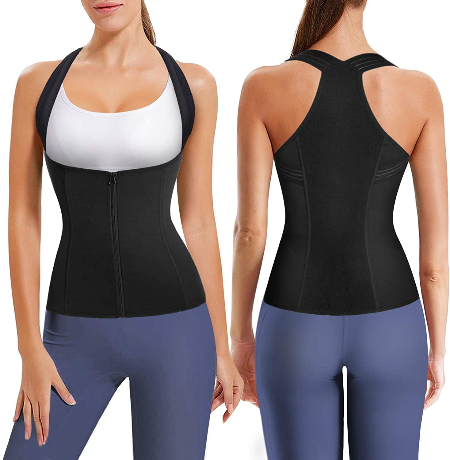Nebility Women Back Braces Waist Trainer Vest Posture Corrector for Spinal  Neck Shoulder Back Support Tummy Control Body Shaper(Black Large) 