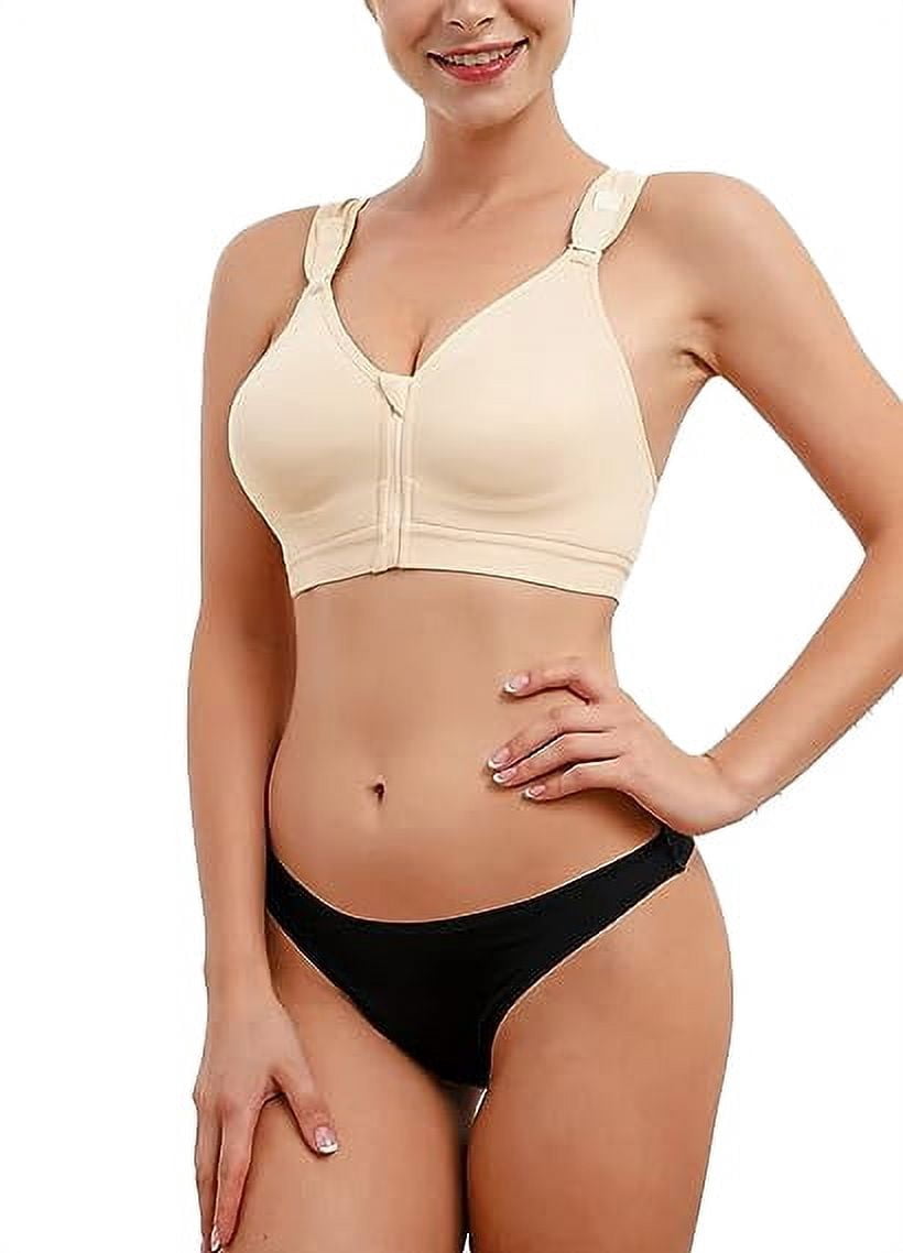Nebility Women Post-Surgical Bra Zip Front Post Surgery Sports Bras Racerback Support Wireless