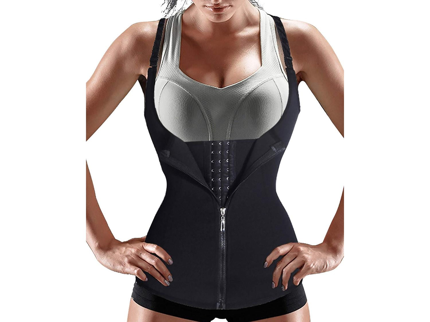 Nebility Women Waist Trainer Corset Zipper Vest Body Shaper