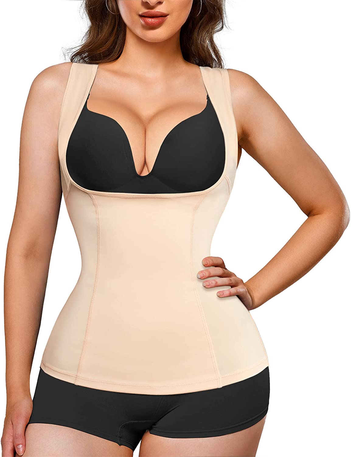 Nebility Women s Underbust Corset Tops Waist Trainer Tummy Control