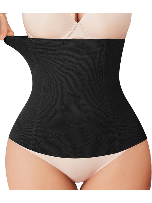 Nebility Womens' Waist Trainer Tummy Control Waist Cincher Slim Body Shaper (Black Without Hook, M)