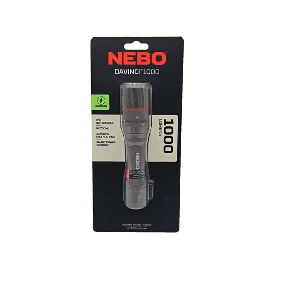 Nebo Davinci 1000 Lumens Rechargeable LED Flashlight with Magnetic Design, Water & Dust Resistant IP67, Aluminum Body, 4.2V Battery Included (NEB-FLT-0013)