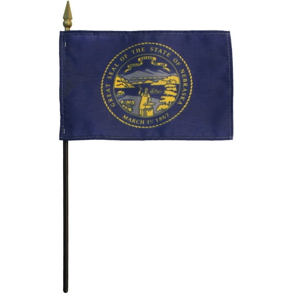 Nebraska - 4"X6" Stick Flag