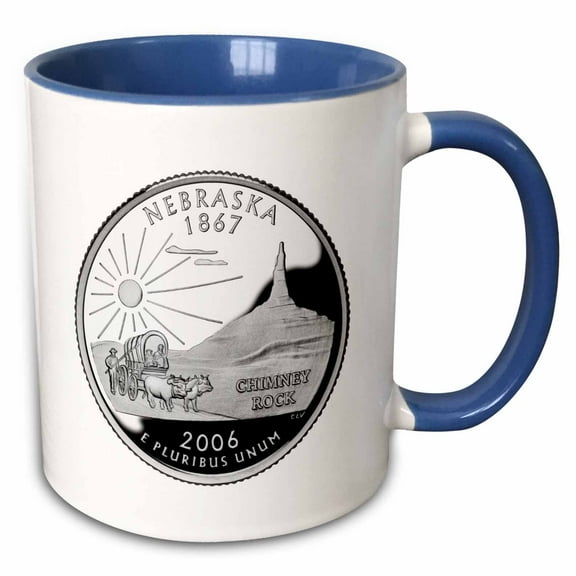 3drose, Nebraska Collectible Quarter, 11oz Two-tone Blue Mug