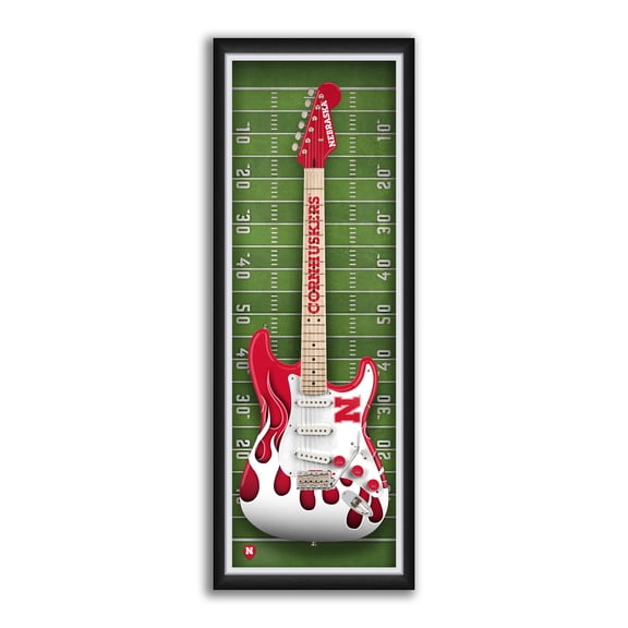 Nebraska Huskers 14" x 37" Electric Guitar Framed Art Print