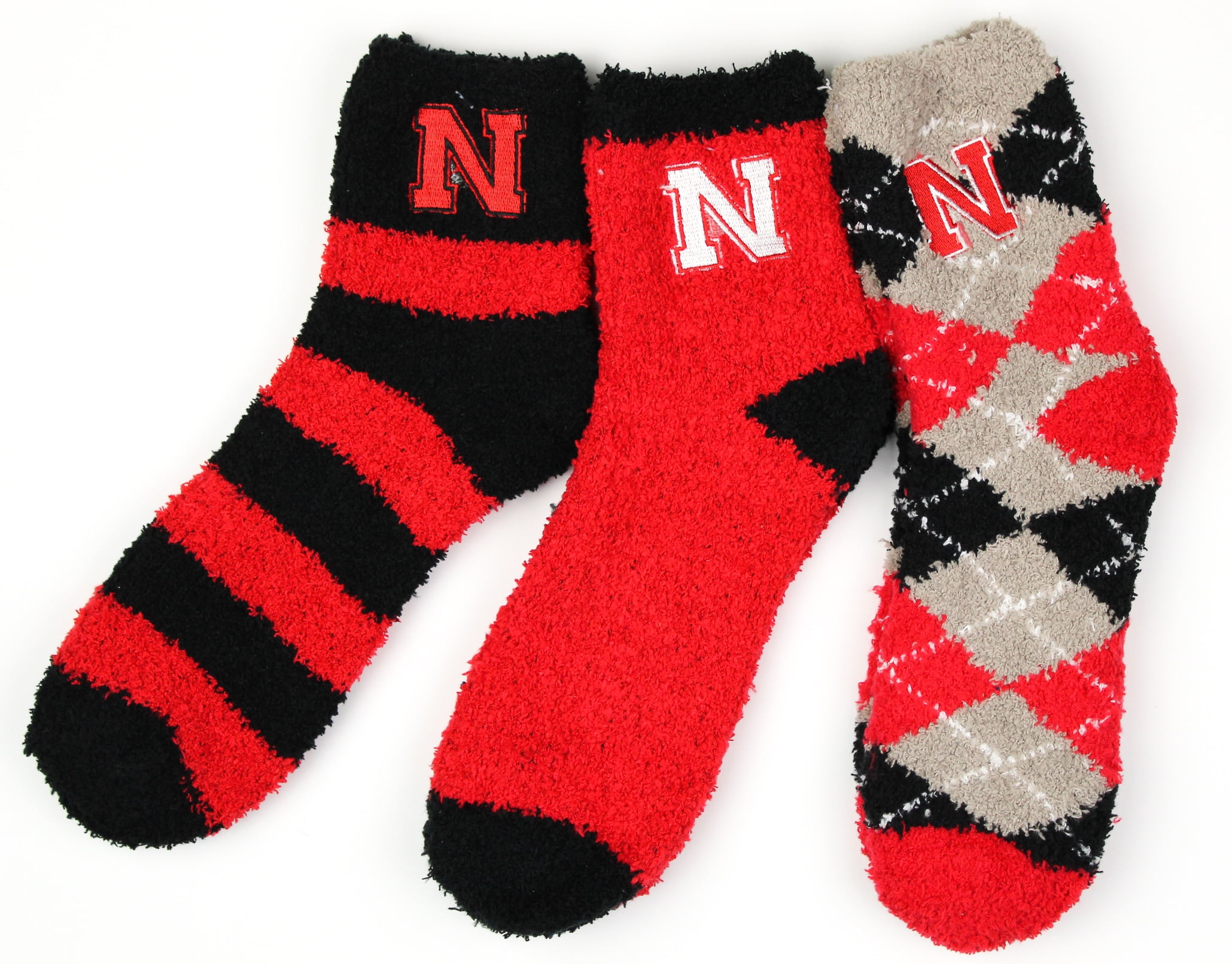 Nebraska Cornhuskers 3 Piece Fuzzy Sock Bundle Donegal Bay Unisex