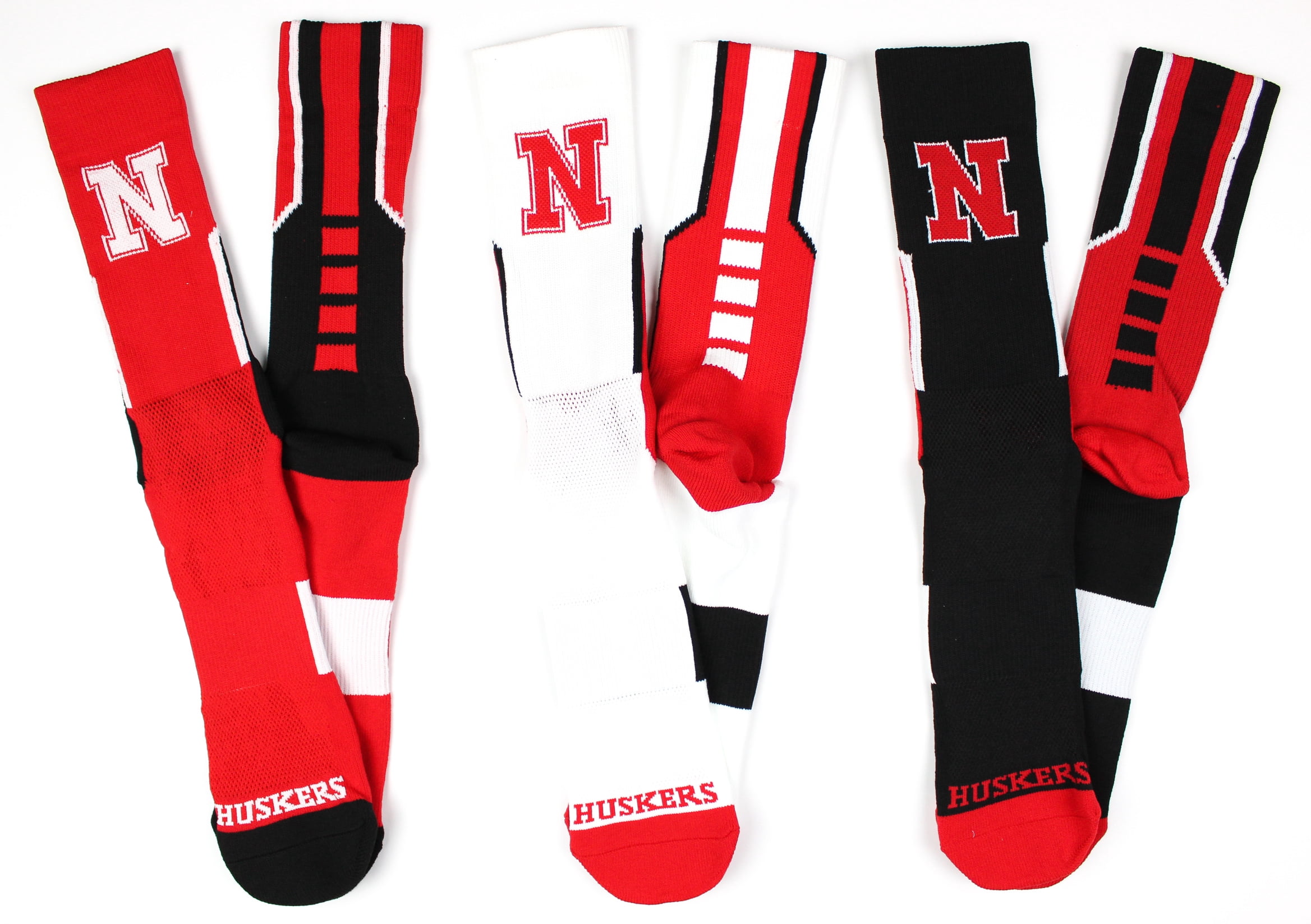 Nebraska Cornhuskers 3 Piece Sport Performance Socks Bundle - Donegal Bay - Unisex - One Size - Crew