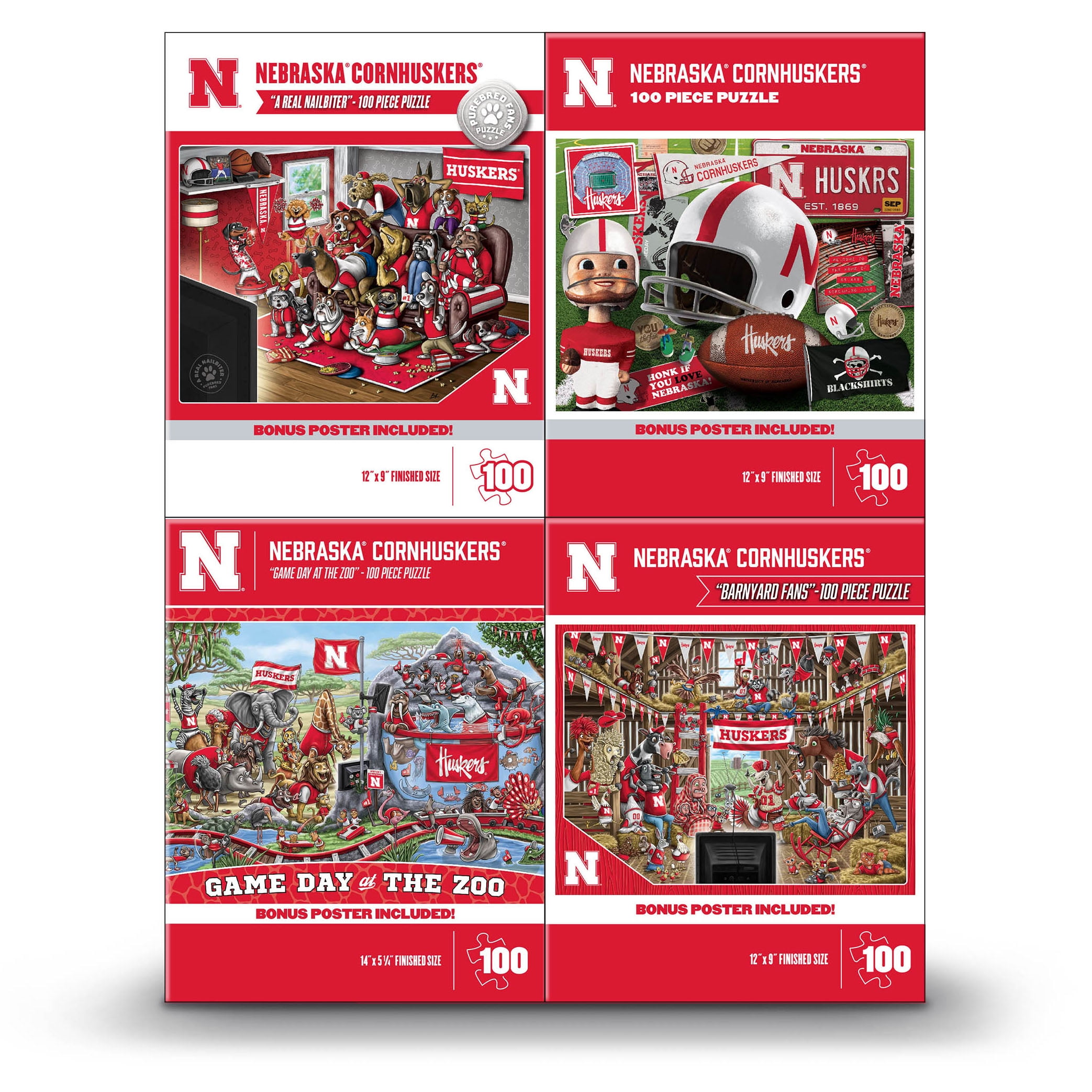 Nebraska Cornhuskers 4 in 1 Puzzle Pack