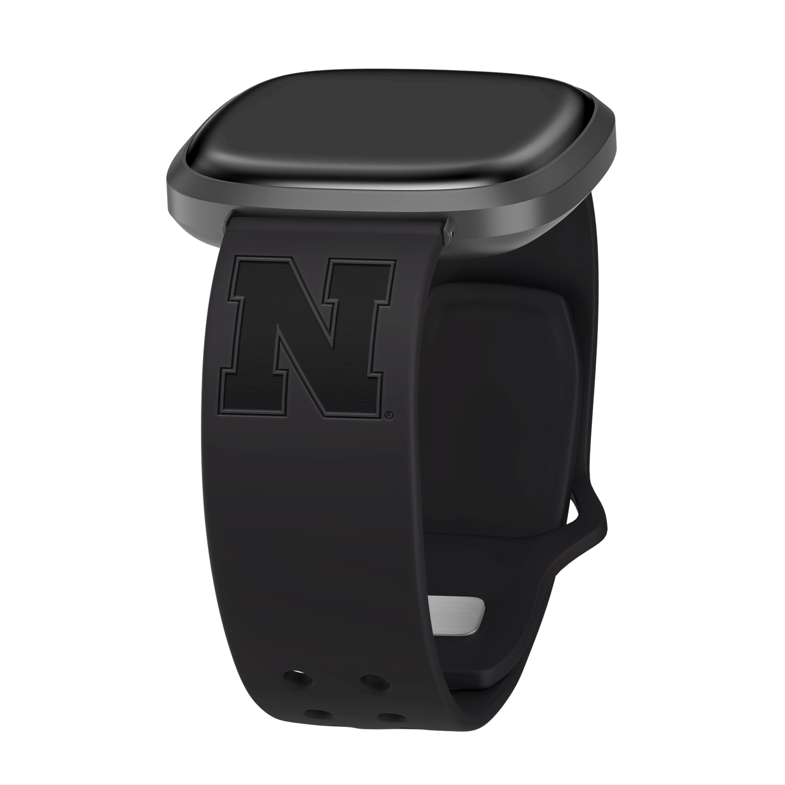 Nebraska Engraved Silicone Unisex Watch Band for Fitbit Versa 3 and Sense (Black) by Affinity Bands