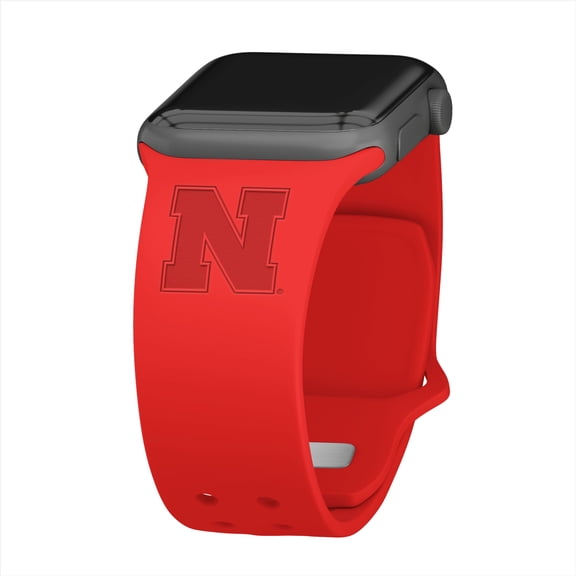 Nebraska Engraved Silicone Unisex Watch Band for Apple Watch - 42/44/45/49mm(46mm Series 10/11) Red by Affinity Bands