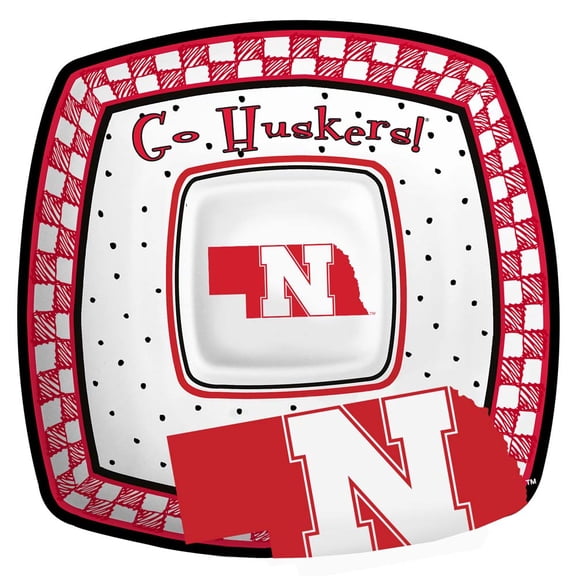 Nebraska Gameday Ceramic Chip and Dip Platter