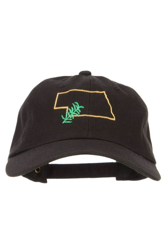 Nebraska Goldenrod with Map Embroidered Unstructured Washed Cap - Black OSFM