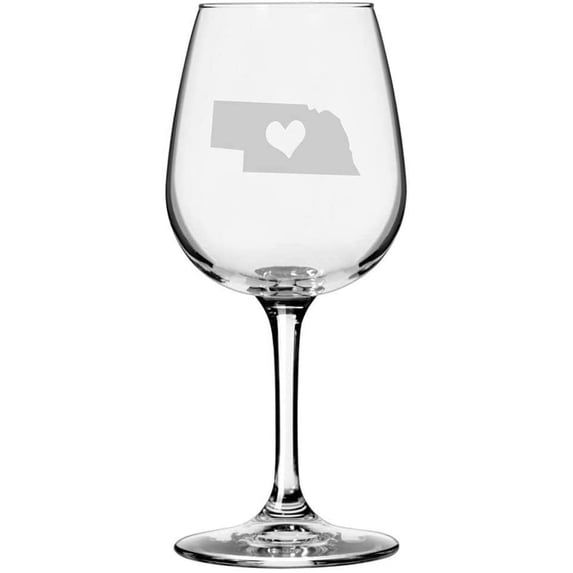 Nebraska Heart States Etched 12.75oz All Purpose Libbey Wine Glass