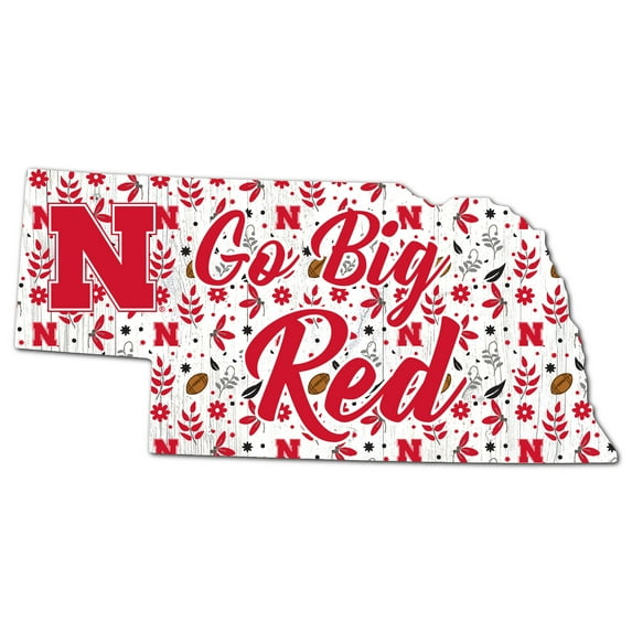 Nebraska Huskers 12'' Floral State Sign