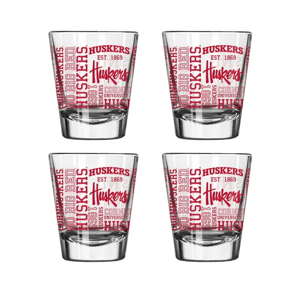Logo Brands Nebraska Huskers 4-Pack 2oz. Shot Glass Set