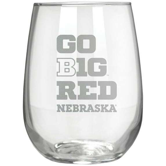 Nebraska Huskers Etched 17oz. Rally Cry Stemless Wine Glass