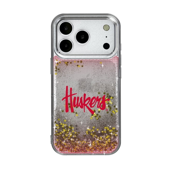 Nebraska Huskers Linen Logo iPhone Glitter Case